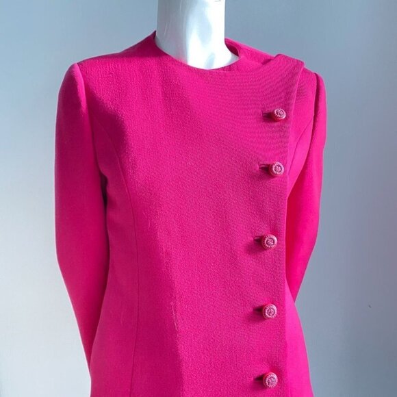 Vintage Union Made Bright Pink Barbiecore Asymmetrical Closure Blazer M - Picture 4 of 7